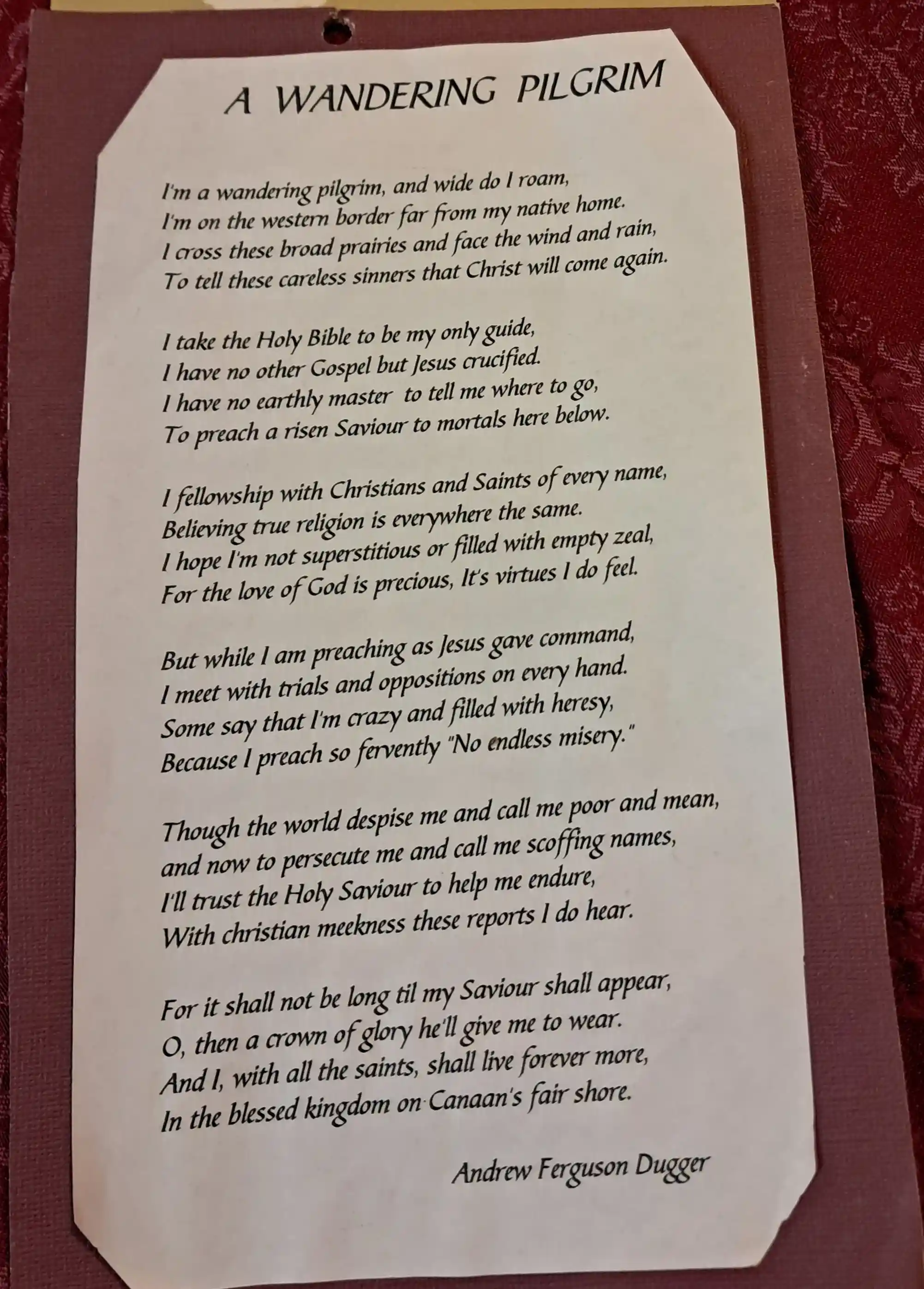 A Wandering Pilgrim poem by A.F.Dugger